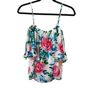 Everly Floral Layered Spaghetti Strap Blouse